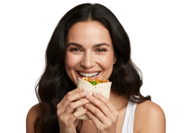 Female eating food