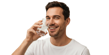 Male drinking water